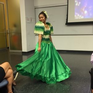 This designer pays homage to the traditional Filipina gown with butterfly sleeves.