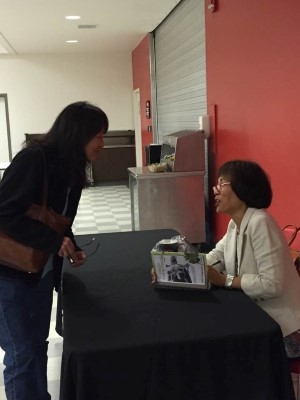 Signing a book for Joy, a good friend of my cousin Debi.